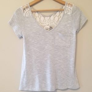 Kohl's Neon Soul Lace V neck Heathered Gray Shirt